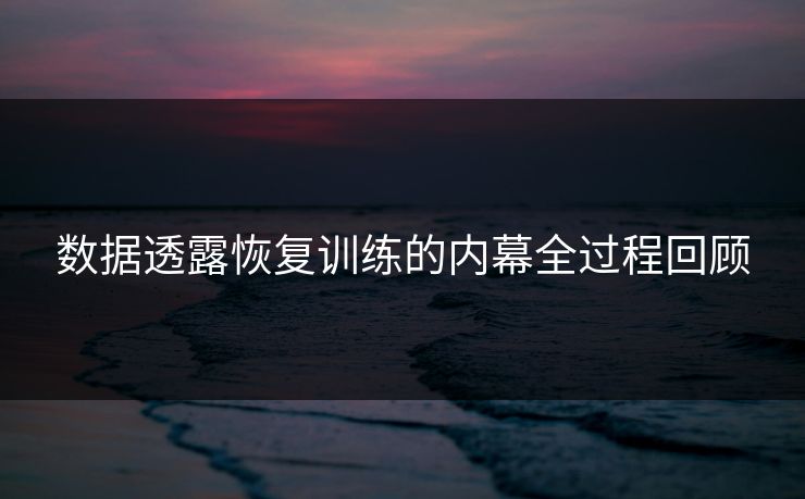 数据透露恢复训练的内幕全过程回顾 数据透露恢复训练的内幕全过程回顾